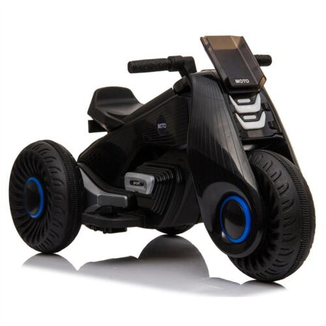 3-Wheel Double Drive Electric Motorcycle for Kids in Sleek Black