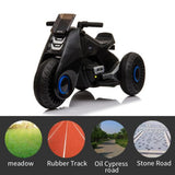 3-Wheel Double Drive Electric Motorcycle for Kids in Sleek Black