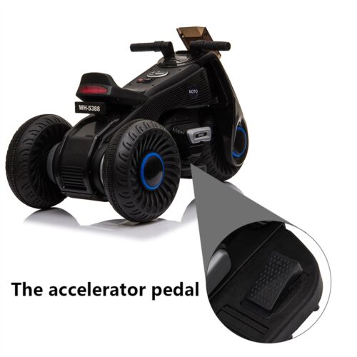 3-Wheel Double Drive Electric Motorcycle for Kids in Sleek Black