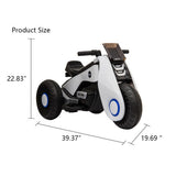3-Wheel Double Drive Electric Motorcycle for Kids in White, Black, or Pink
