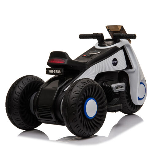3-Wheel Double Drive Electric Motorcycle for Kids in White, Black, or Pink
