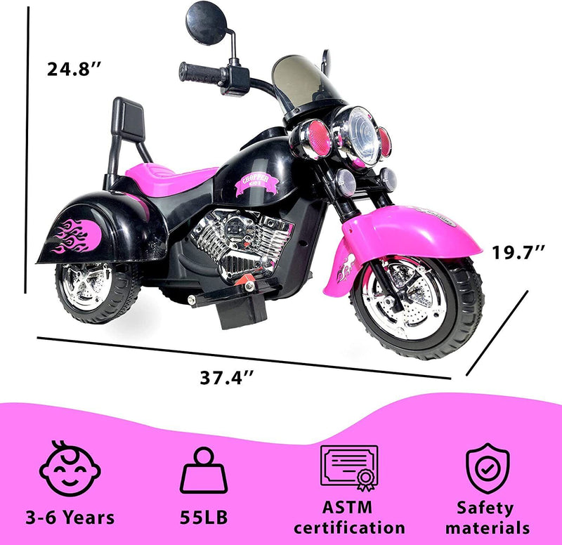3-Wheel Electric Motorcycle for Kids with LED Headlights and Rechargeable Battery