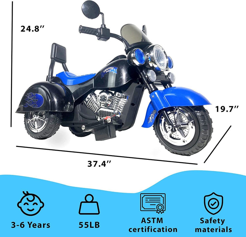3-Wheel Electric Motorcycle for Kids with LED Headlights and Rechargeable Battery