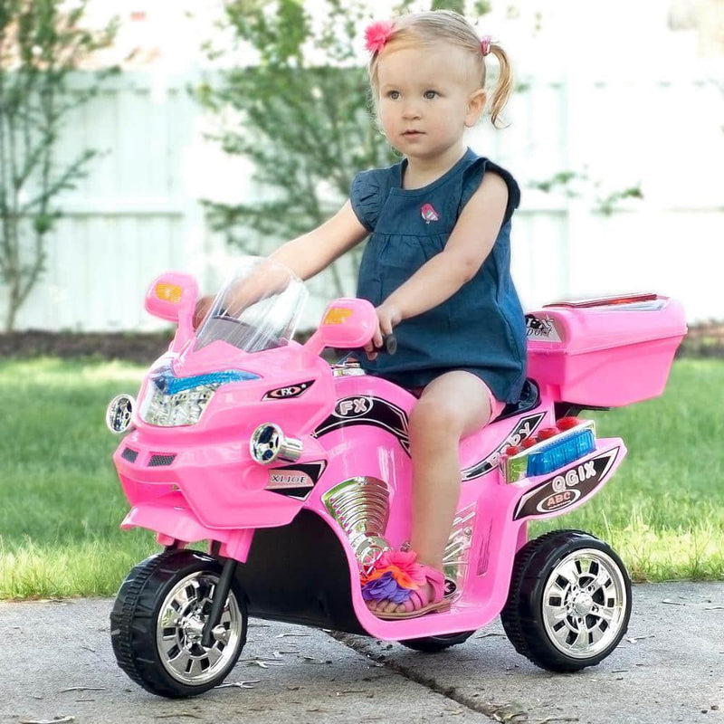 3-Wheel Pink Battery Powered Motorcycle Ride-On Toy for Kids