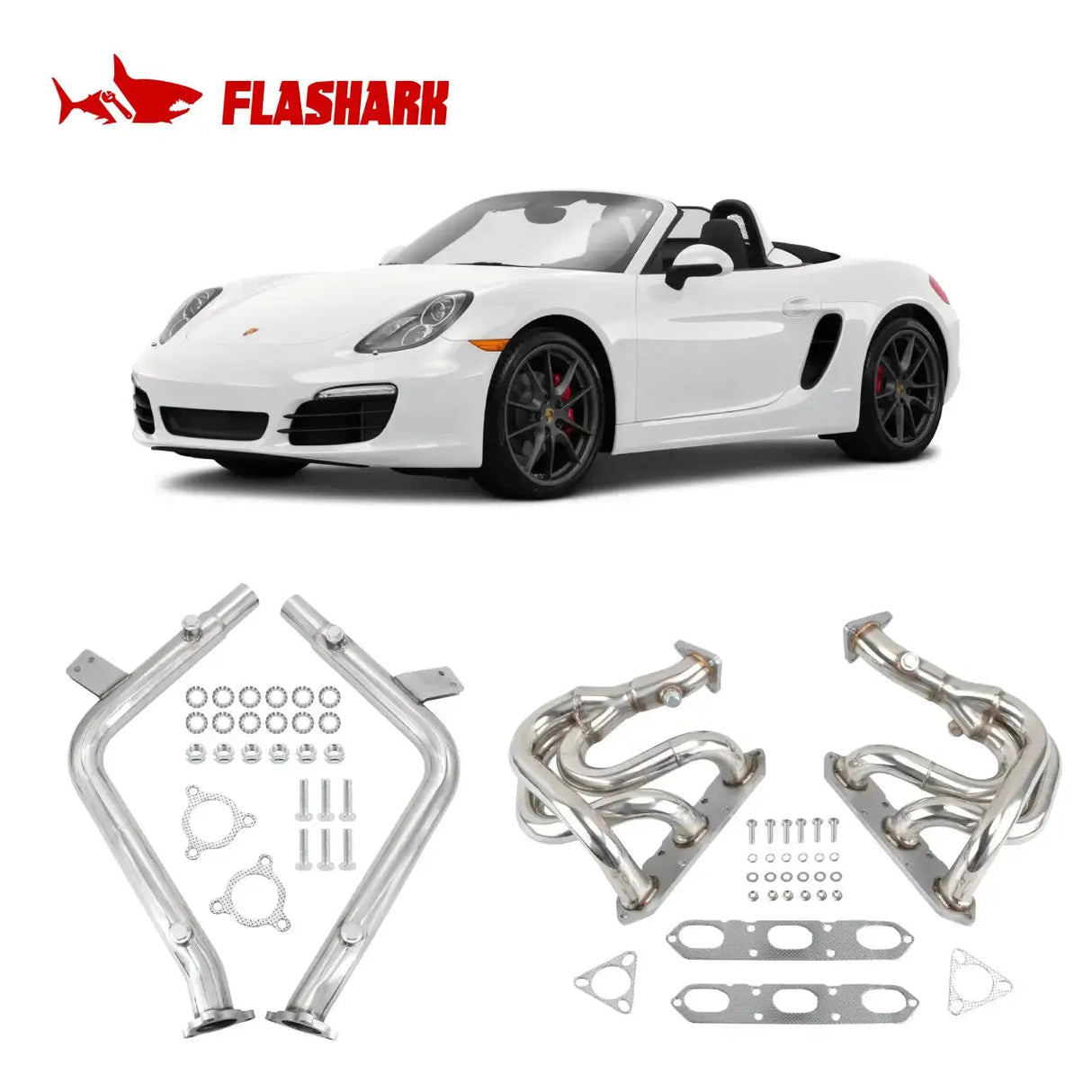 Header + Downpipe Exhaust Kit for 2000–2004 Porsche Boxster 986 2.7L / 3.2L Flashark