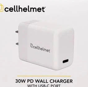 30-Watt Power Delivery Wall Charger, White, with USB-C Port, cellhelmet TekShack