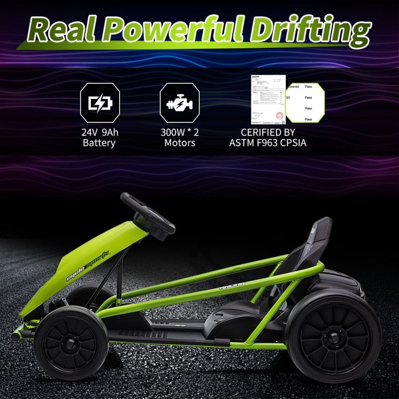 300W*2 Electric Go Kart for Kids 8-12 Years with Music and 175LBS Weight Capacity