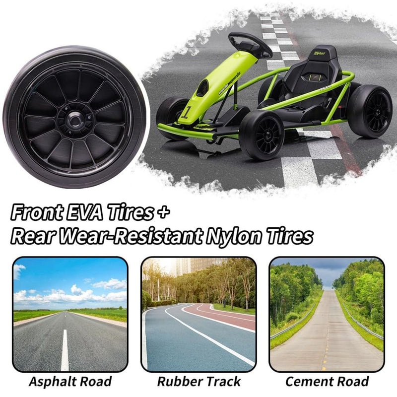 300W*2 Electric Go Kart for Kids 8-12 Years with Music and 175LBS Weight Capacity