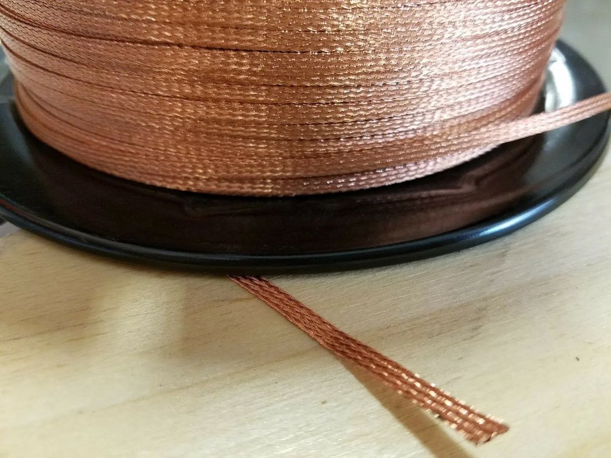 10 Ft' Flat Braided braid pure Copper Wire 1/8" Wide Ground Strap USA ACDC