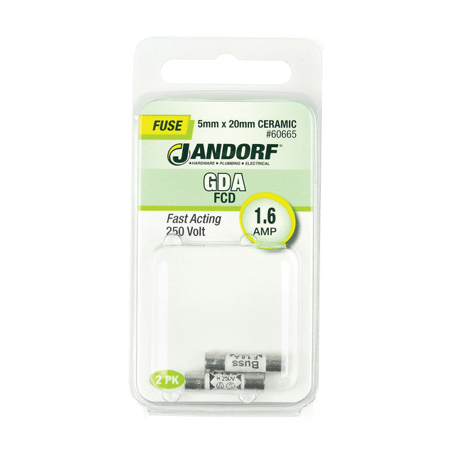 Jandorf Fast Acting 250 Volt 1.6 Amp Fuse #60665 Jandorf