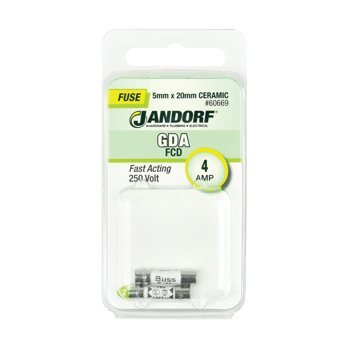 Jandorf Fast Acting 250 Volt 4 Amp Fuse #60669 Jandorf