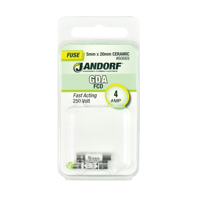 Jandorf Fast Acting 250 Volt 4 Amp Fuse #60669 Jandorf