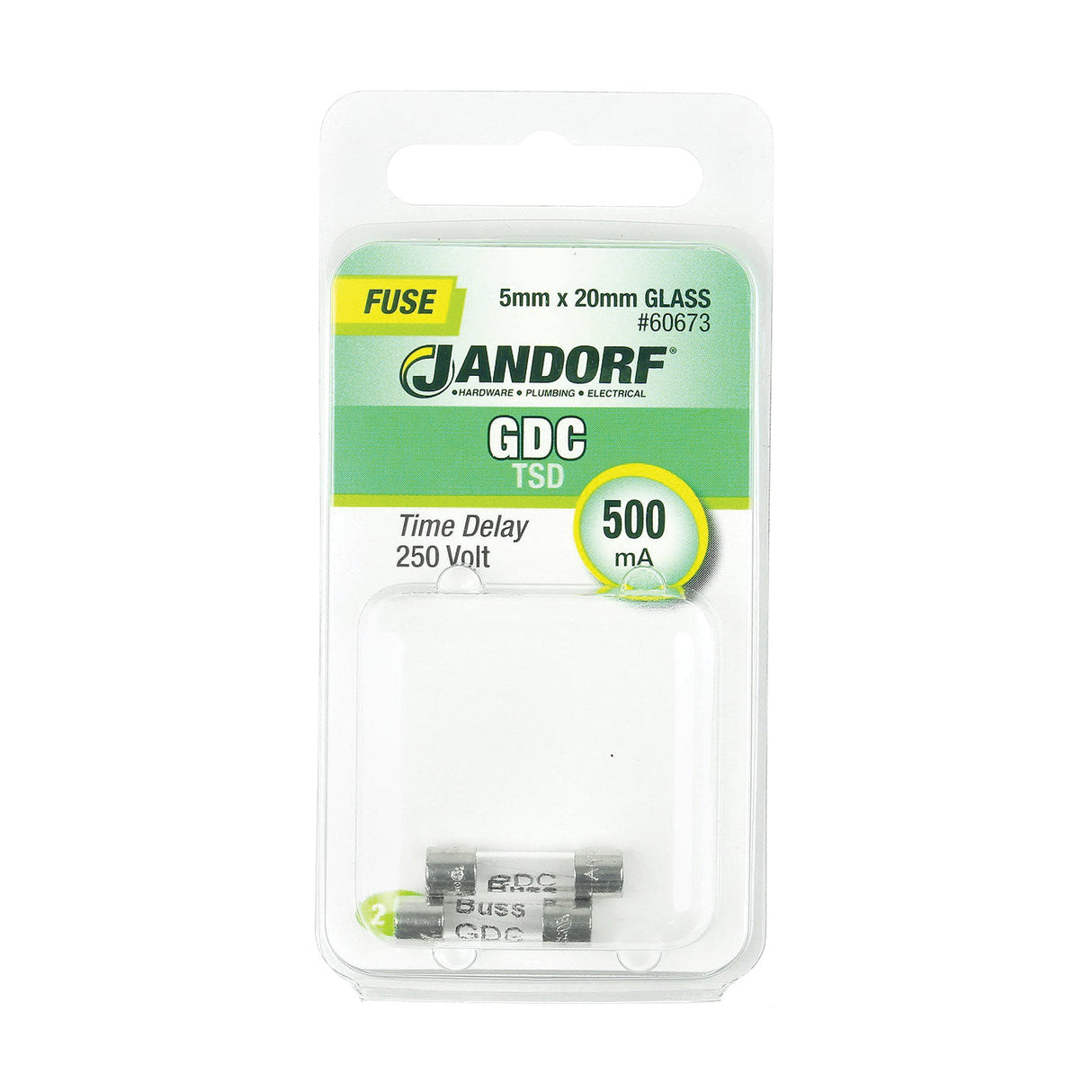 Jandorf Time Delay 250 Volt 500 mAmp Fuse #60673 Jandorf