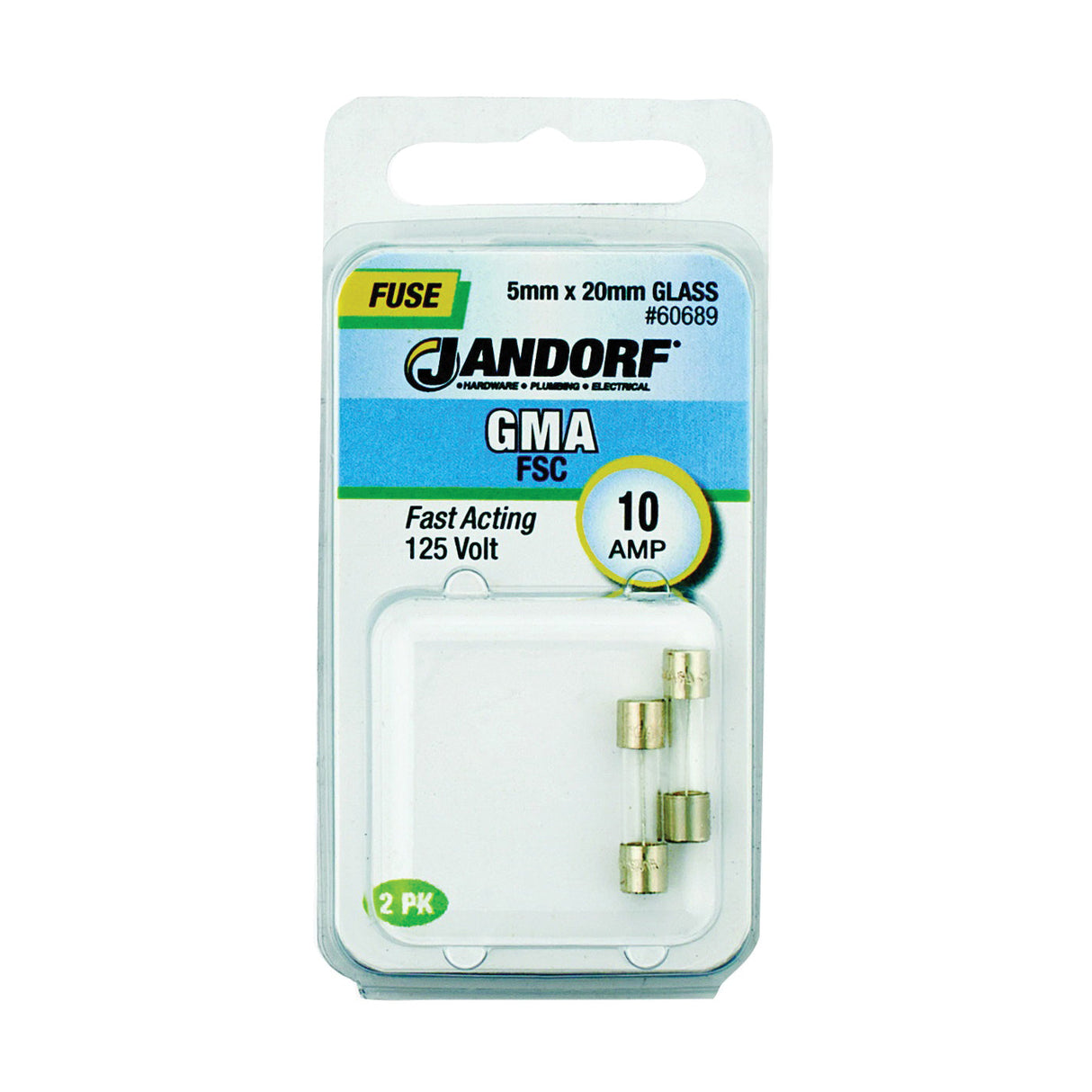 Jandorf Fast Acting 125 Volt 10 Amp Fuse #60689 Jandorf