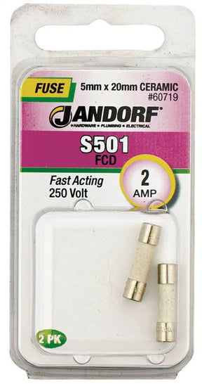 Jandorf Fast Acting 250 Volt 2 Amp Fuse #60719 Jandorf