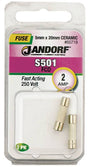 Jandorf Fast Acting 250 Volt 2 Amp Fuse #60719 Jandorf