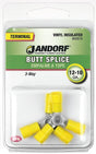 Butt Splice Connector, 12 to 10 AWG Wire, Vinyl Insulation, Copper Contact, Yellow, Tin, 2/PK #60818 Jandorf