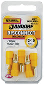 Disconnect Terminal, 12 to 10 AWG Wire, Vinyl Insulation, Copper Contact #60826 Jandorf