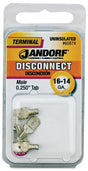 Disconnect Terminal, Copper Contact, Tin, 5/PK #60874 Jandorf