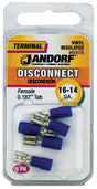 Disconnect Terminal, 16 to 14 AWG Wire, Vinyl Insulation, Copper Contact, Tin, (5PK) #60876 Jandorf