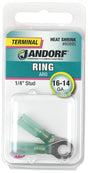 Jandorf Ring Terminal, 16 to 14 AWG Wire, 1/4 in Stud, Green #60895 Jandorf