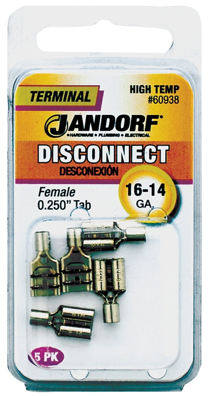 Disconnect Terminal, 16 to 14 AWG Wire, 5/PK #60938 Jandorf