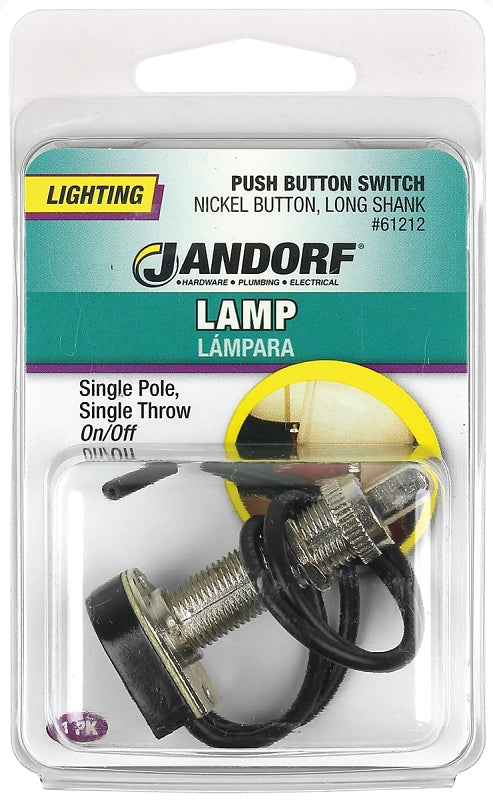 Jandorf Switch, 3/6 A, 125/250 VAC, SPST, Lead Wire Terminal, Black/Silver #61212 Jandorf