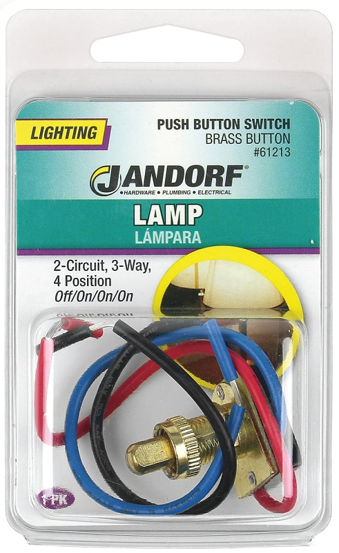 Jandorf Switch, 125/250 VAC, 3 A, 1 Pole, Switch Functions: Off/L-1/L-2/L1-2, Lead Wire Terminal, Brass #61213 Jandorf