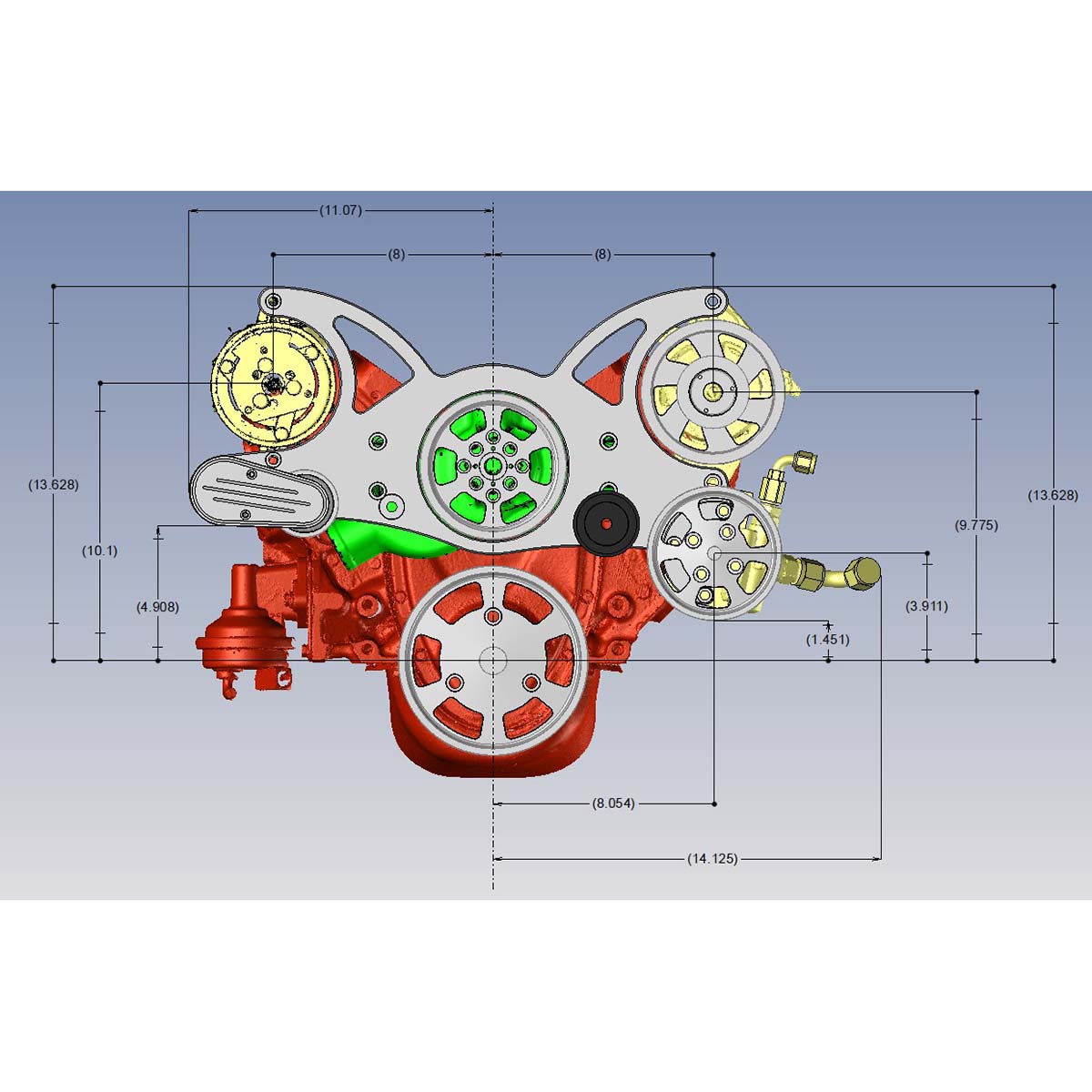 GM SB Compatible Front Accessory Drive - Full Serpentine with Alternator | AC | Power Steering | Water Pump | Brackets and Bolts