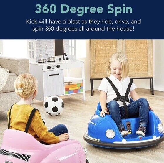 360 Degree Spin Bumper Car Toy for Kids with Remote Control and Safety Harness
