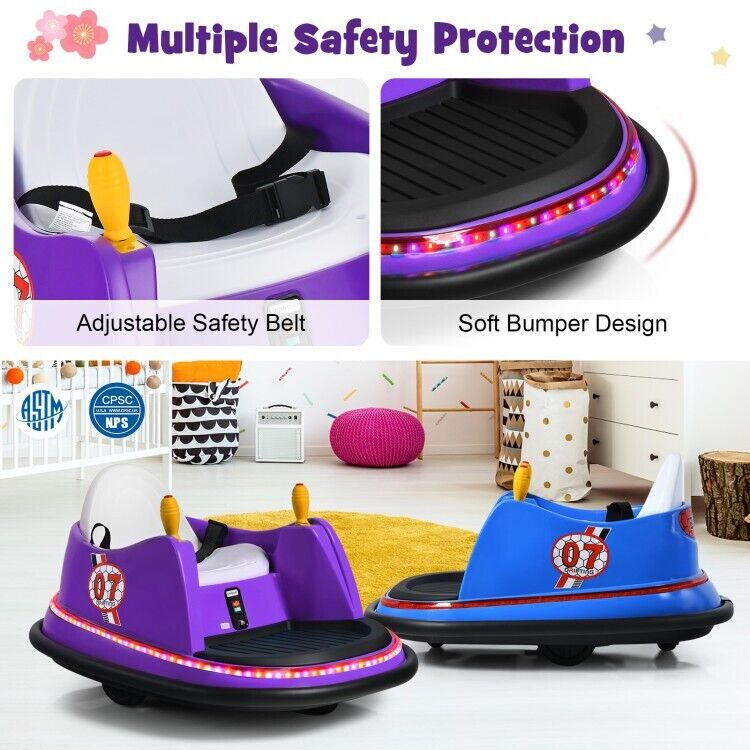 360 Degree Spin Kids Ride On Bumper Car with Remote Control - 12V Race Toy