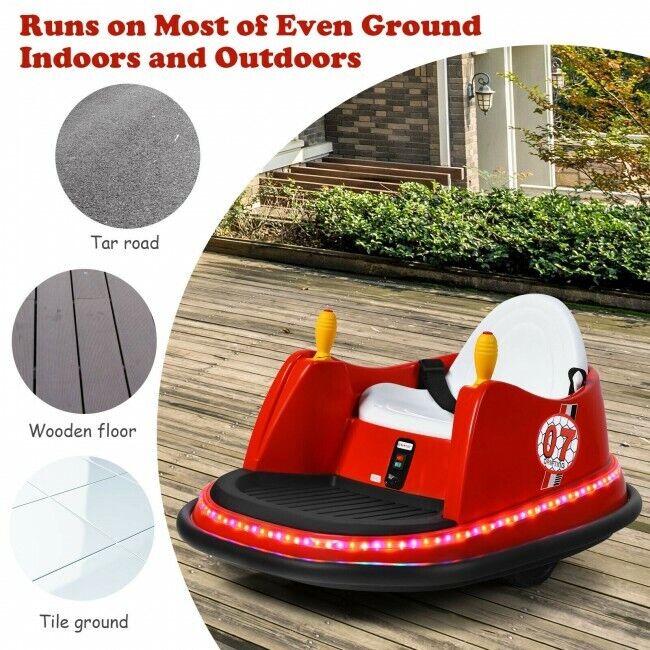 360-Degree Spin Race Bumper Car 6V Ride On with Remote Control for Kids