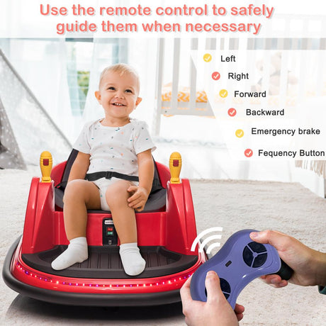 360 Degrees Electric 6V Ride Bumper Car for Kids with Remote Control - ASTM-Certified
