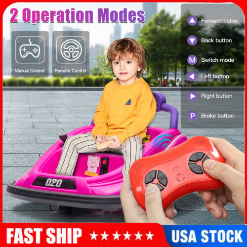 360° Electric Bumper Car for Kids & Toddlers with Remote Control - 2 Modes