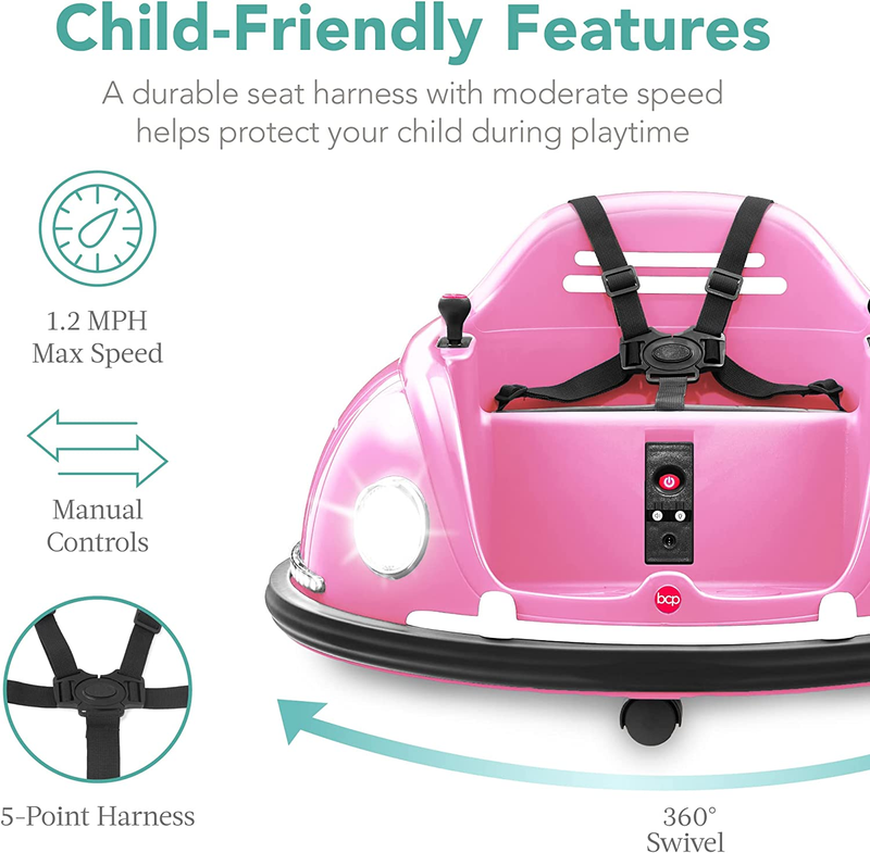 360° Electric Bumper Car for Kids (1.5-6 Years) with Parental Remote Control