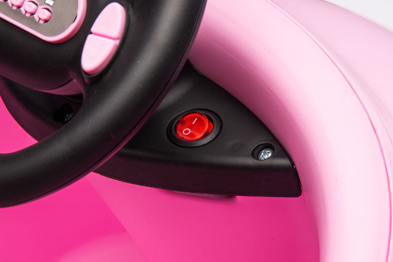 360° Pink Bumper Car Ride-On Toy with LED Remote Control for Kids (12V)