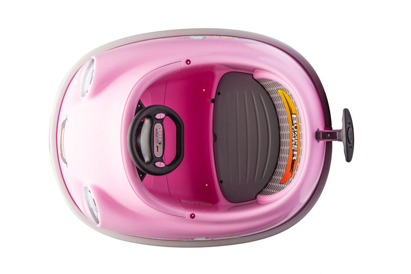 360° Pink Bumper Car Ride-On Toy with LED Remote Control for Kids (12V)