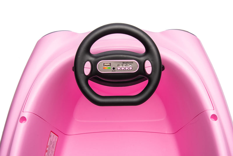 360° Pink Bumper Car Ride-On Toy with LED Remote Control for Kids (12V)