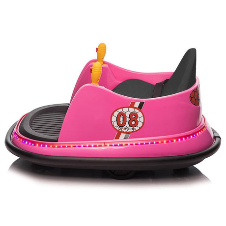 360° Remote Control Pink Bumper Car Ride-On Toy for Kids Ages 6 and Up