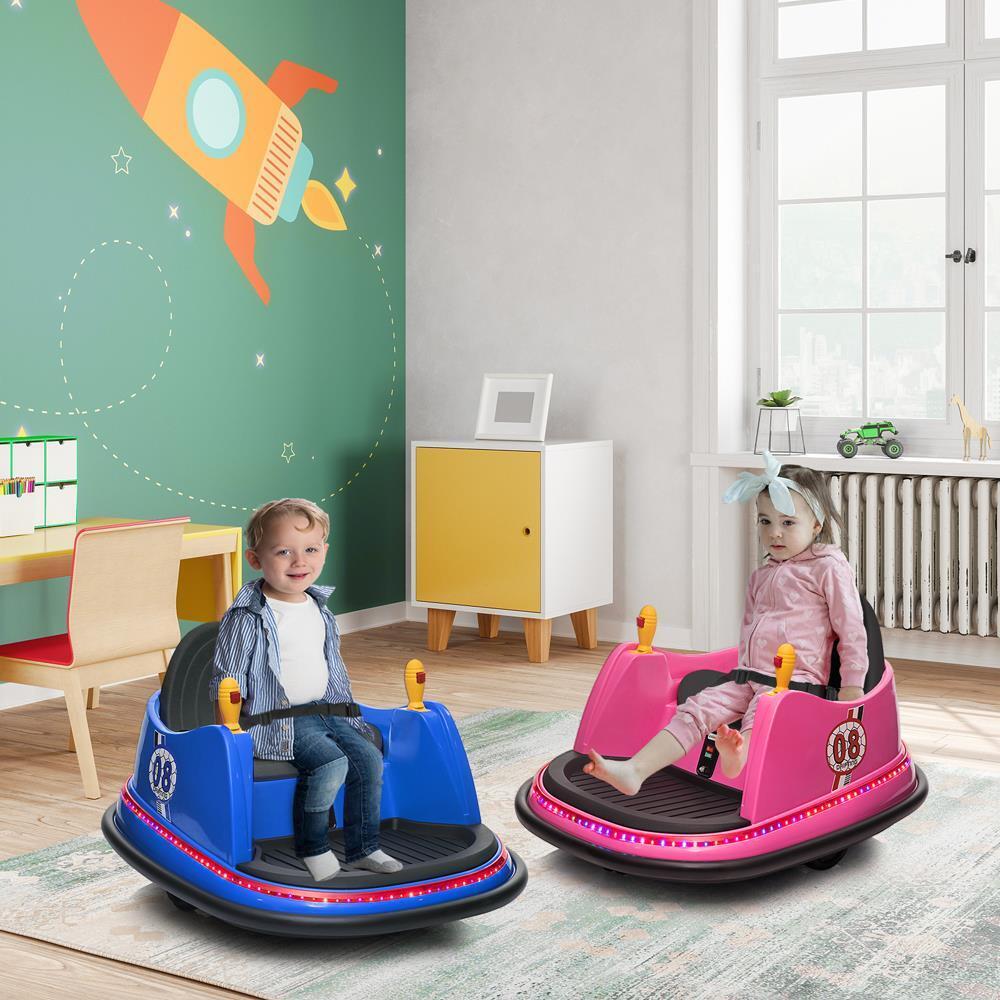 360° Remote Control Pink Bumper Car Ride-On Toy for Kids Ages 6 and Up