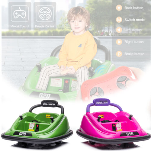 360° Rotating Kids Bumper Car with Twin Motors and Parental Remote Control - 12V
