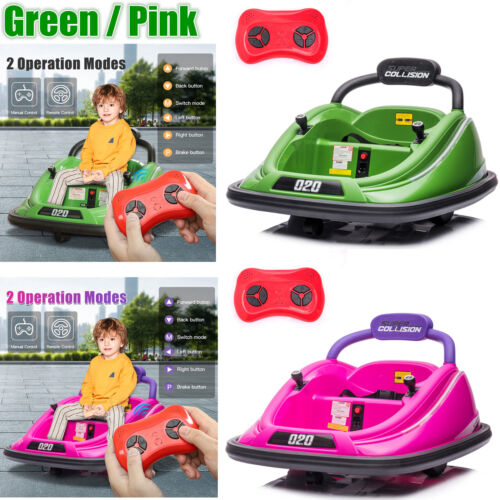 360° Rotating LED Bumper Car for Kids with Twin Motors and Parental Remote Control