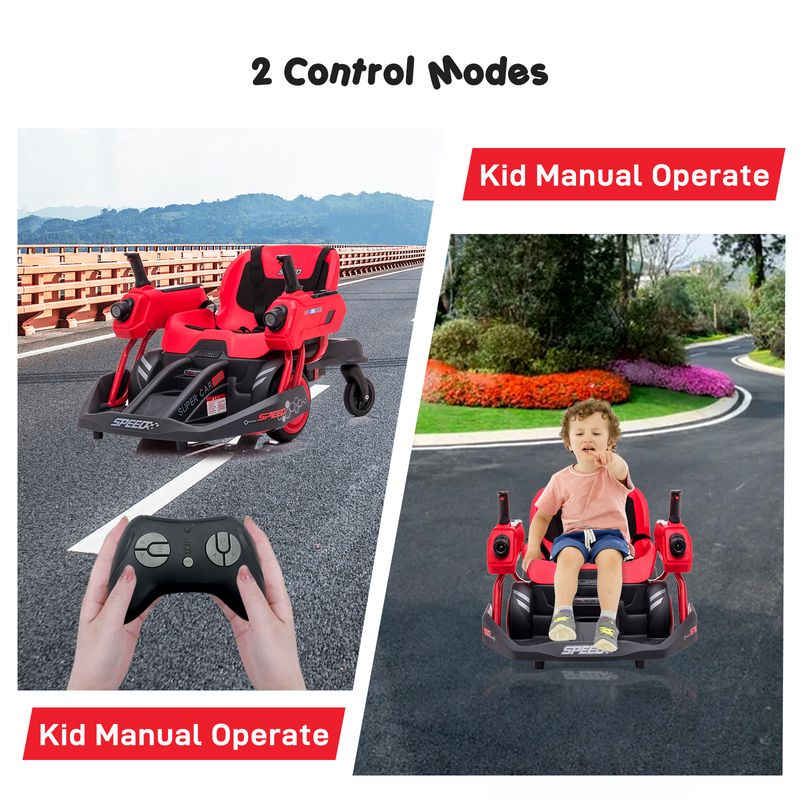360° Rotating Ride-On Car for Kids with Dual Steering Control and Remote