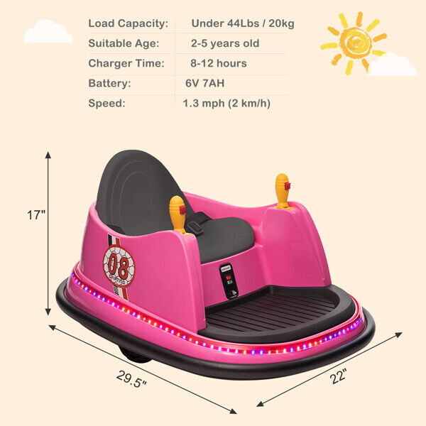360° Spin Bumper Car for Kids with Remote Control - Exciting Ride-On Toy for Endless Fun!