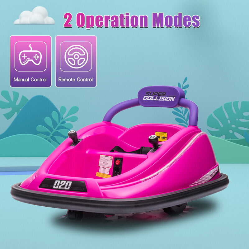 360° Spin Electric Bumper Car for Kids & Toddlers with Remote Control - 2 Modes, 12V Power