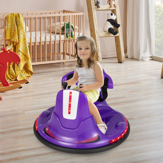 360 Spin Electric Bumper Car for Kids and Toddlers - Purple