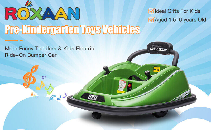 360° Spin Electric Bumper Car for Kids with LED Lights and Remote Control - 12V Ride On Vehicle