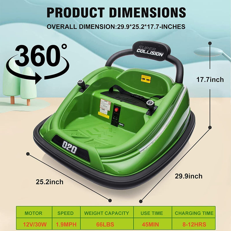 360° Spin Electric Bumper Car for Kids with Remote Control - 12V Toy Vehicle