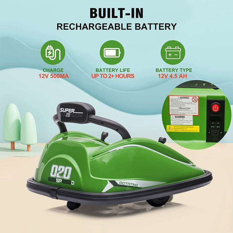 360° Spin Electric Bumper Car for Kids with Remote Control - 12V Toy Vehicle