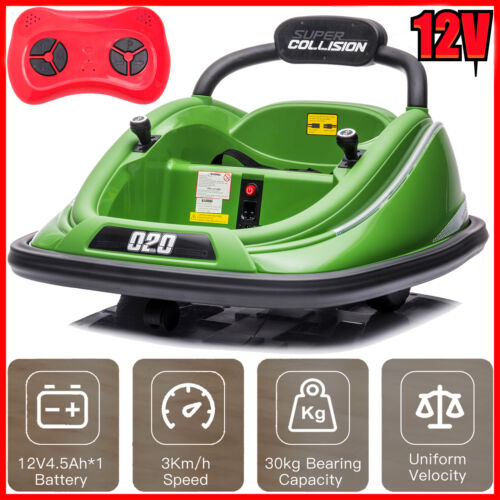 360° Spin Electric Bumper Car for Kids with Remote Control and LED Lights - 12V Ride On Vehicle